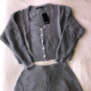 Nasty Gal knit blue short set